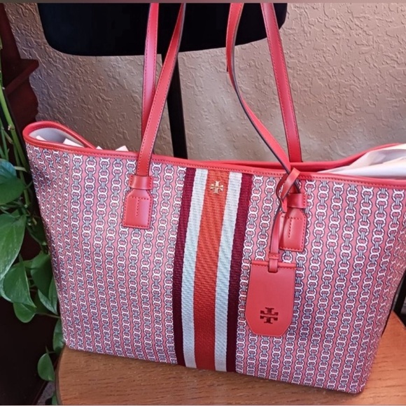 TORY BURCH Gemini Link Tote-RED - Picture 4 of 7